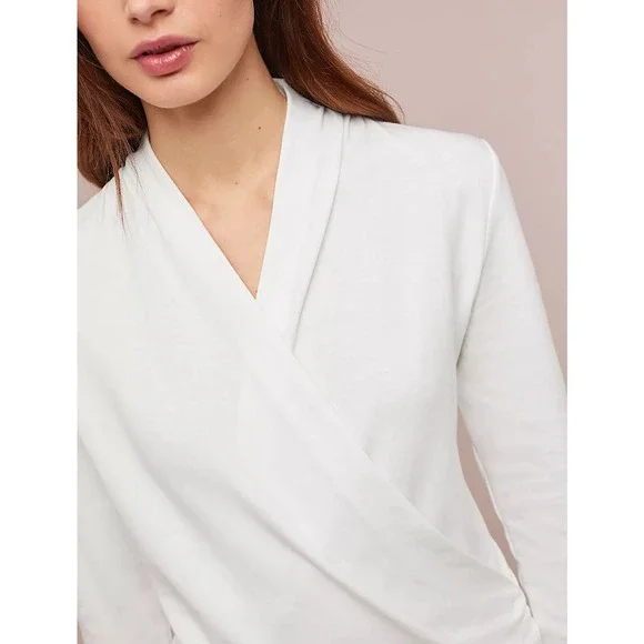Anthropologie Maeve‎ Curran White Long Sleeve Top Womens Size XS Faux Wrap Boho - Picture 3 of 16